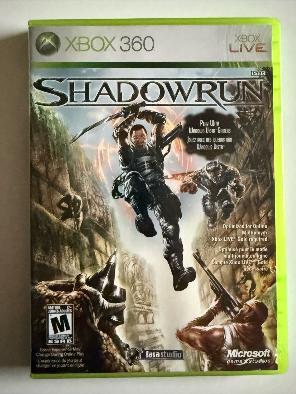 Microsoft Shadowrun Xbox 360 Green Case